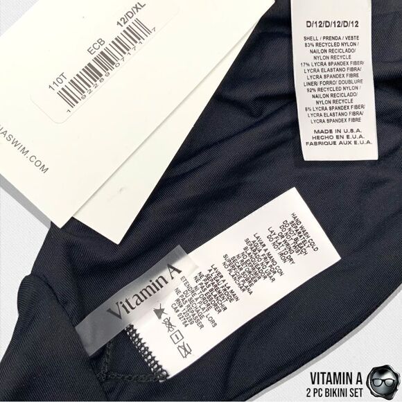 VITAMIN A SWIM SUSTAINABLY MADE ZURI BIKINI 2 PIECE SWIMSUIT SET IN BLACK NEW - Picture 9 of 16